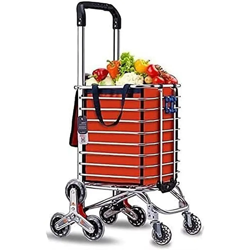 

8-колесная тележка для покупок с поворотом на 360 градусов ° Поворотная ручка для лестниц, портативная тележка для покупок, кемпинга и путешествий