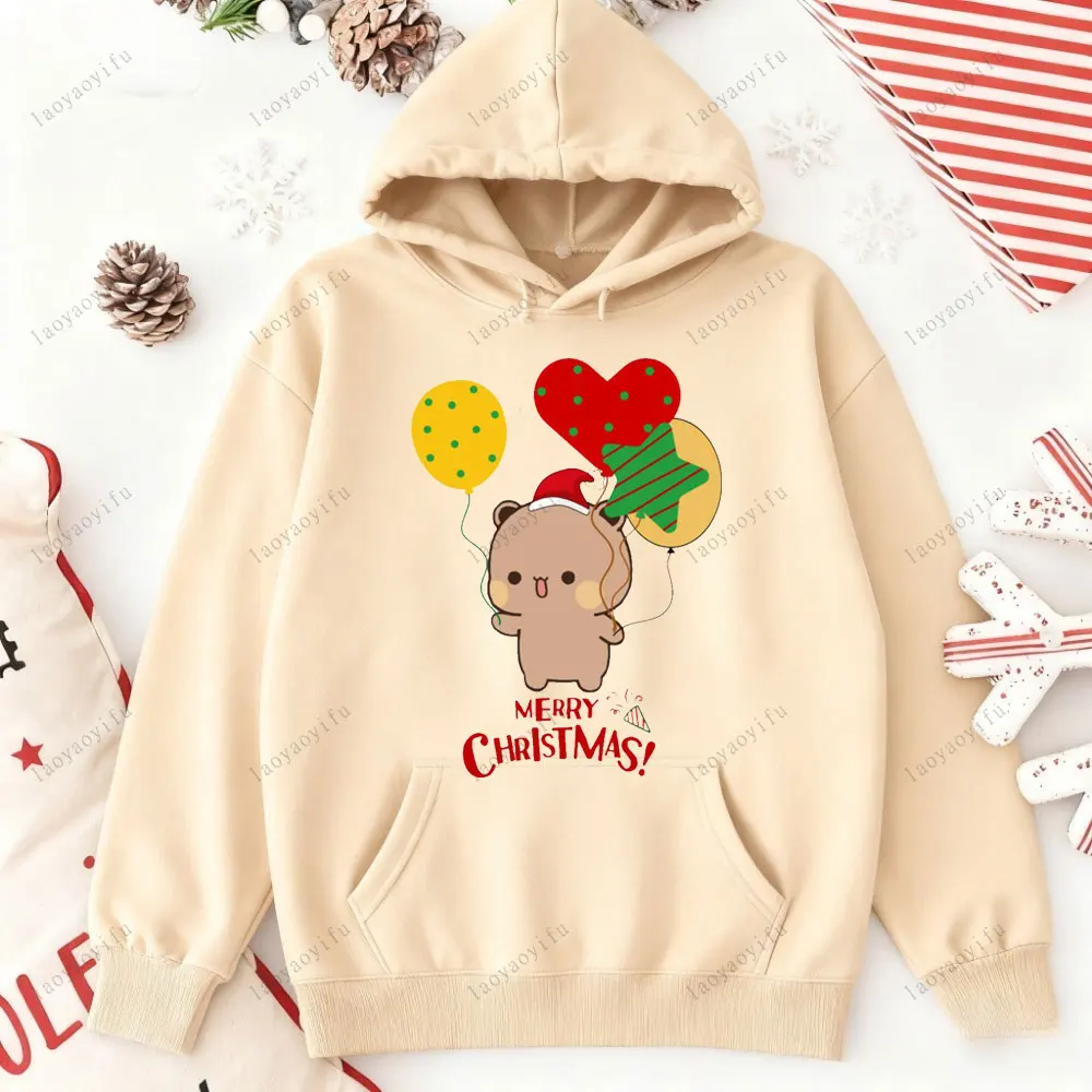Ano novo presente de natal bubu dudu papai noel das mulheres dos homens hoodie kawaii bubu dudu casais moletom harajuku solto manga longa