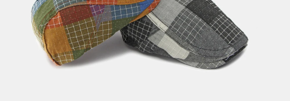 HT5115 Baskenmütze Frühling Sommer Sonnenhut für Männer und Frauen Retro Karierte Künstler-Malermütze Verstellbare Ivy Flat Cap Baskenmützen – Detail 3