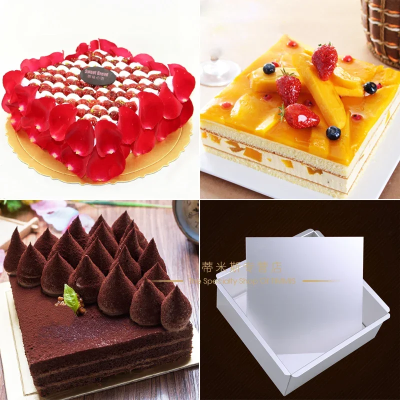 1pc 10inchesSquare Aluminum alloy template Removable Bottom cake mold Pattern bakeware baking dish Die cake decorating tools