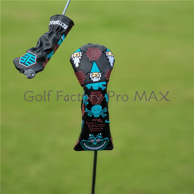 Skull Fat Cats Golf Club Driver Fairway Woods Hybrid Ut And Putter Headcover Waterproof Pu Golf Head Cover