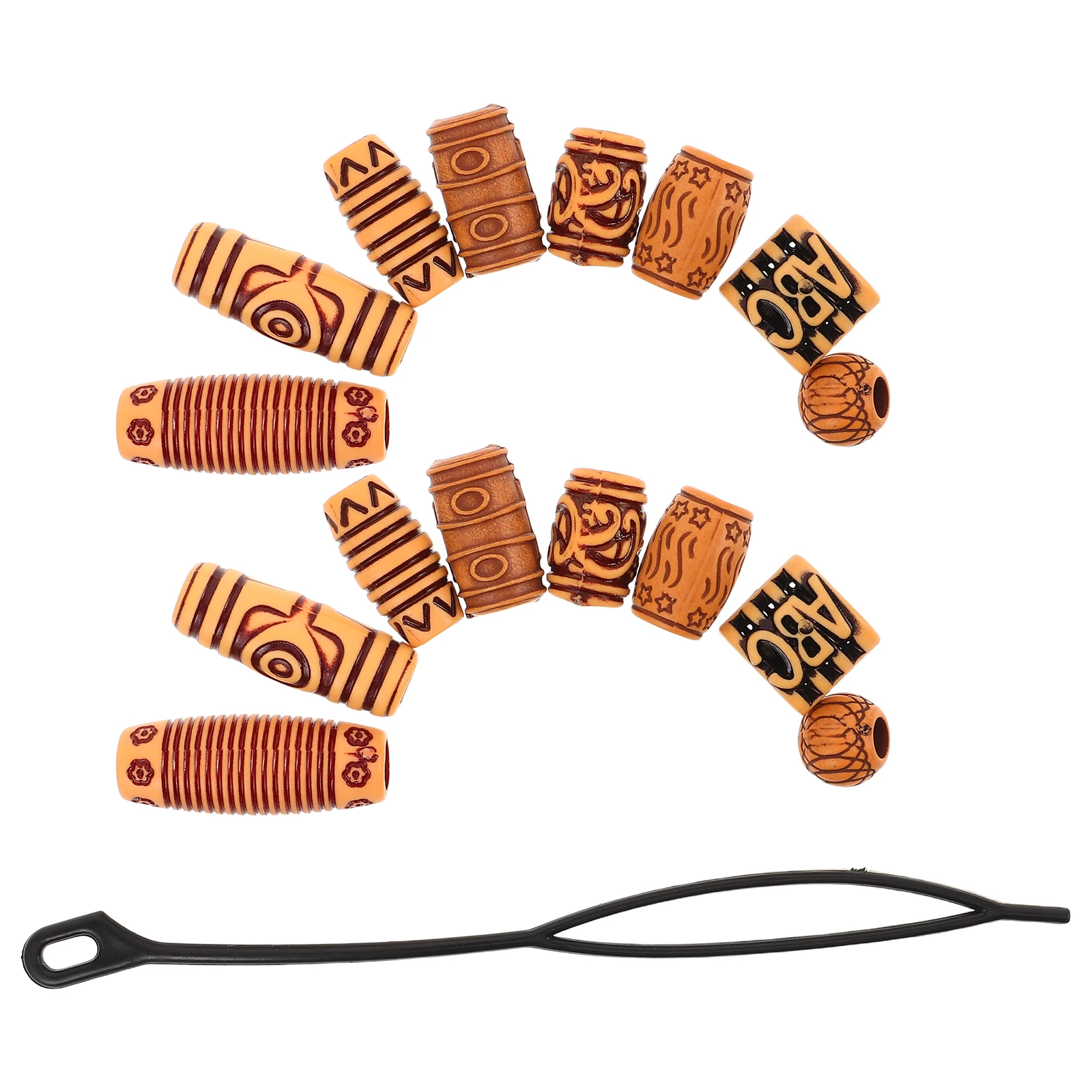 

40pcs Hair Accessories Dreadlock Beads Big Hole Plastic Wooden for Braiding Lightweight Women Black Hairstyle Extensions