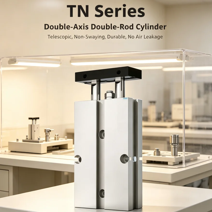TN Series Dual Rod Pneumatic Cylinder Double Acting Aluminum Alloy Air Cylinder NBR Seal Magnetic Optional