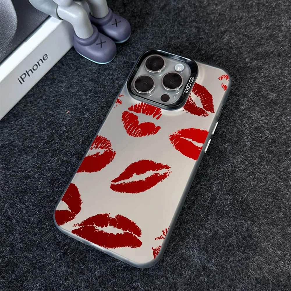 Sexy Lips Phone Case Phone Case IMD Color Silver Shell For IPhone 16 15 14 13 12 11 Pro Max Plus