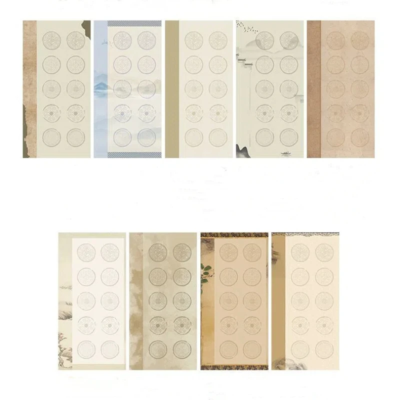 Batik Five Character Couplets Scroll Retro Blank Half Ripe Rice Paper Calligraphy Scroll Cultural Creative Handwriting Scroll