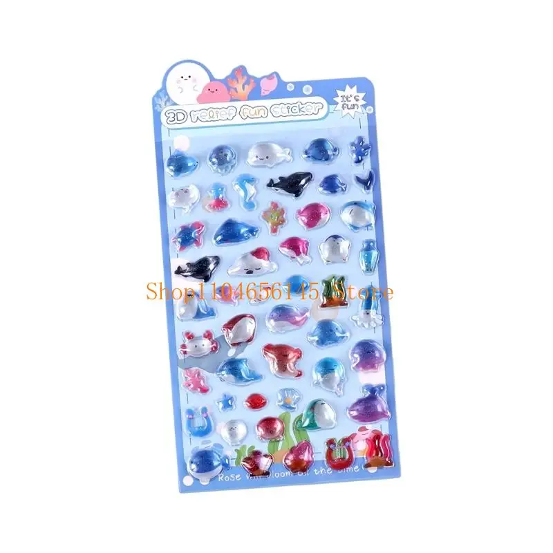 

652F Embossed Animal PVC Sticker Kid Reward Sticker for Scrapbooking Journal Planner Water Bottle Photo Album Phone Case