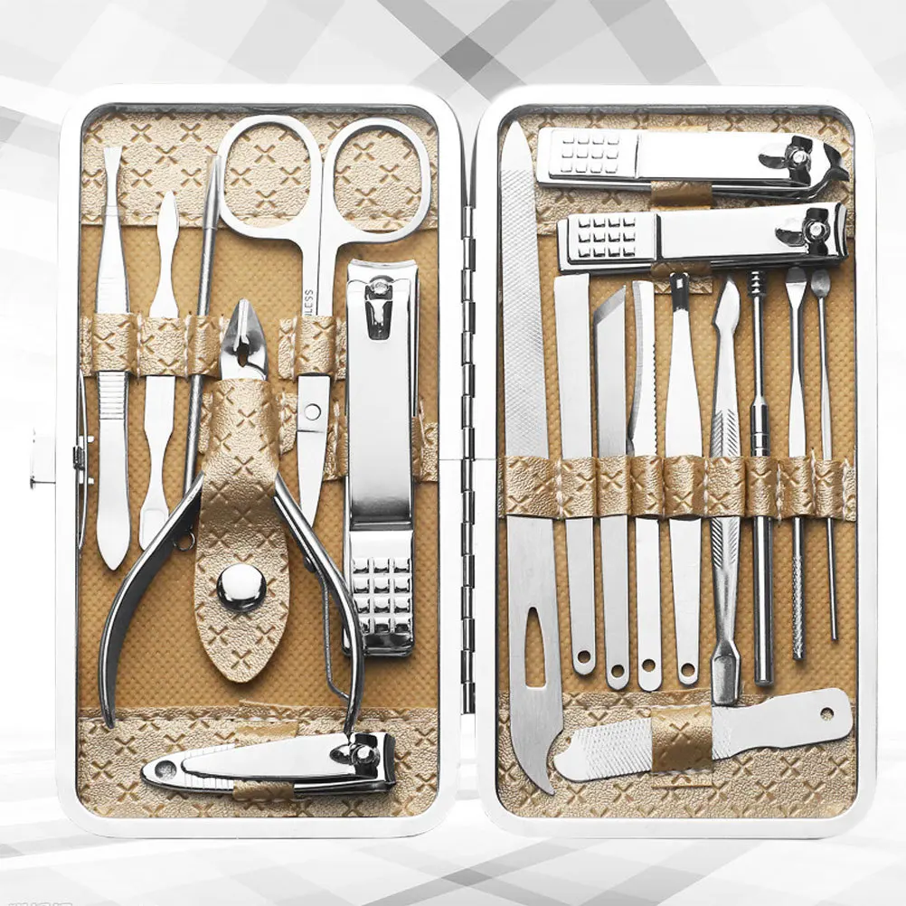 

1Set Manicure Tools Kit Professional Cuticle Nippers Clippers Dead Skin Remover Khaki Smooth Grip Easy Maneuvering Ultra Sharp