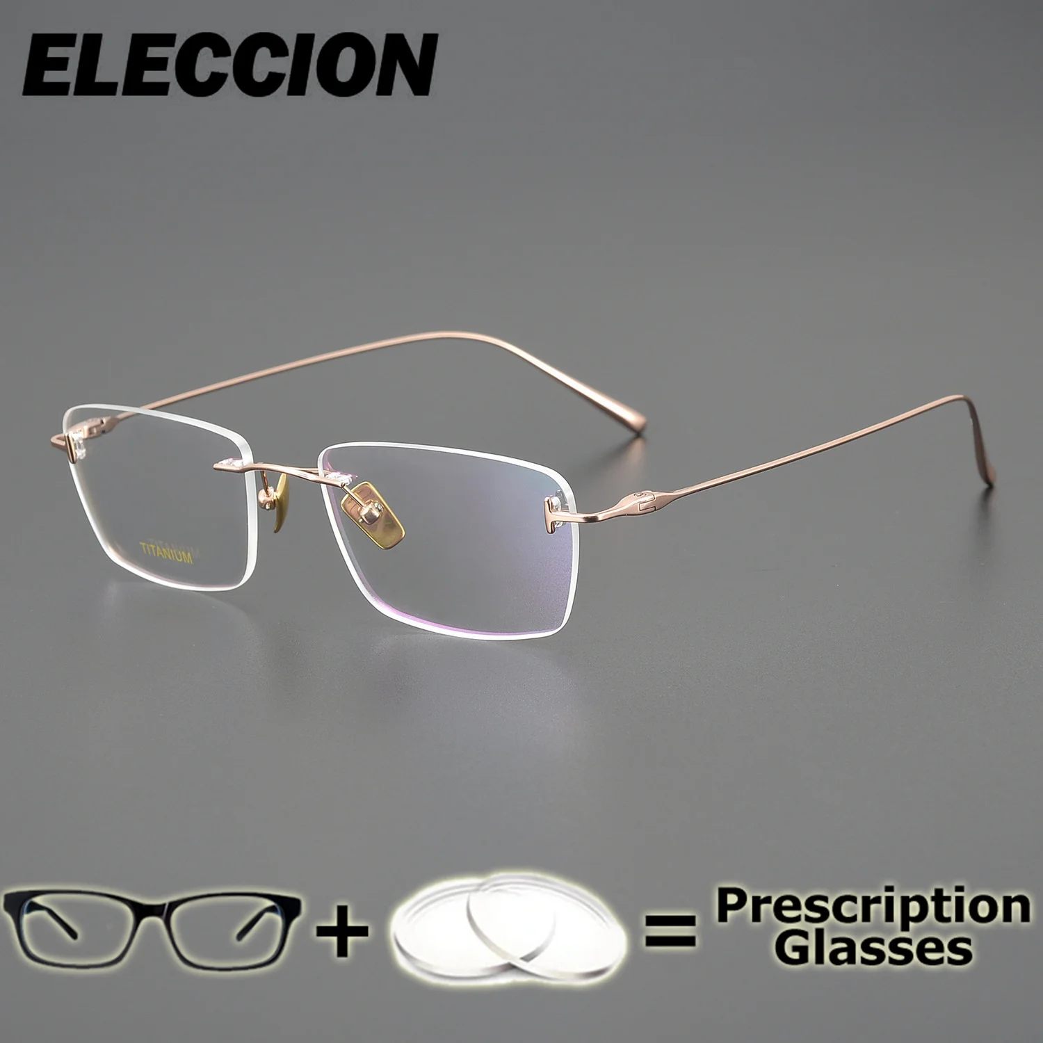 

ELECCION Prescription Lenses Rimless Finished Myopia Glasses Women Student Computer Shortsighted Eyewear Prescription Eyeglasses