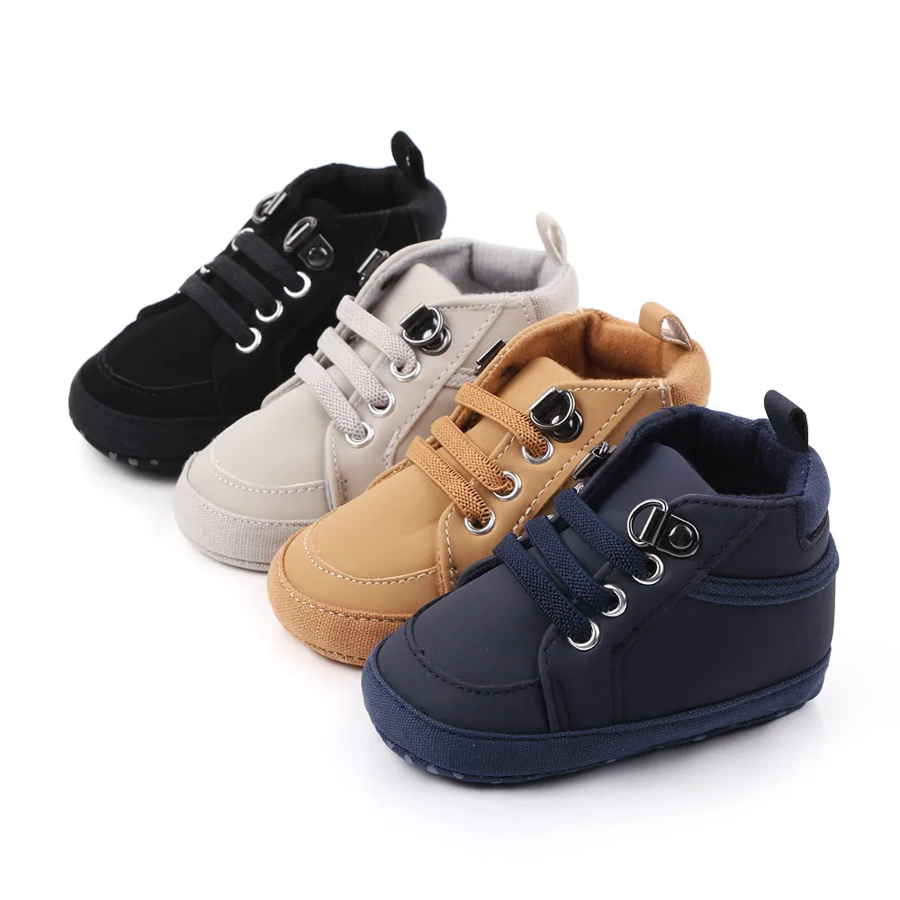 Newborn Baby Boy Shoes Infant Soft Sole Crib Boots Anti-slip Sneakers Solid Leather First Step for 1 Year Old 0-18 Months Gifts