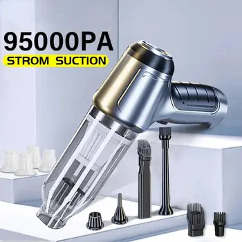 Aspirador de pó para carro 4 em 1, sem fio, espanador, bomba de vácuo portátil para casa, portátil, sem fio, forte sucção, limpador de carro