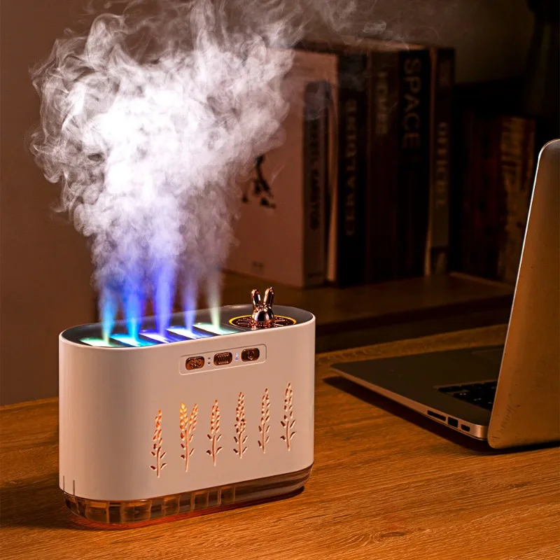 Home mute air humidifier Bedroom five hole spray aromatherapy Creative dynamic colorful voice control