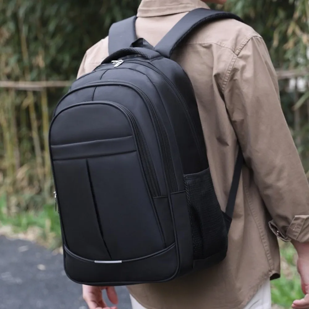 حقيبة ظهر رجال الأعمال بلون سادة خفيفة الوزن ذات سعة كبيرة حقائب مدرسية للطلاب مقاومة للماء متعددة الطبقات حقيبة ظهر للكمبيوتر المحمول للرجال #2