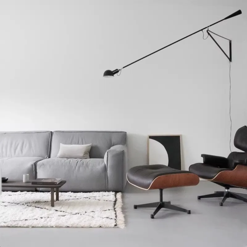 Modern Creative Rizzatto Wall Lamp Insertable Decorative Art Scottish Long Adjustable Rocker Arm White Bedroom Bedside Led Light