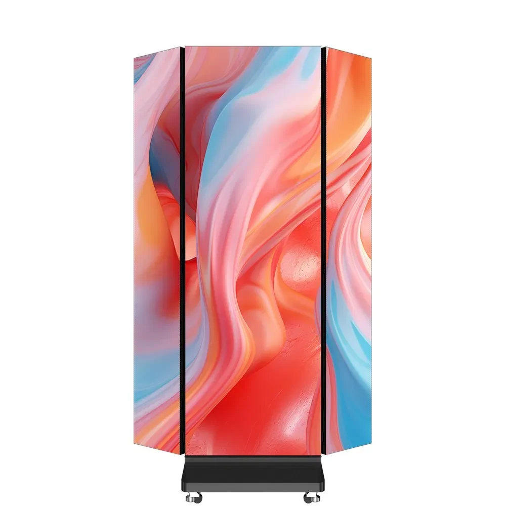Tool Free Install Tri-Fold LED Poster High Bright Double Sided Mall Indoor Digital Screen