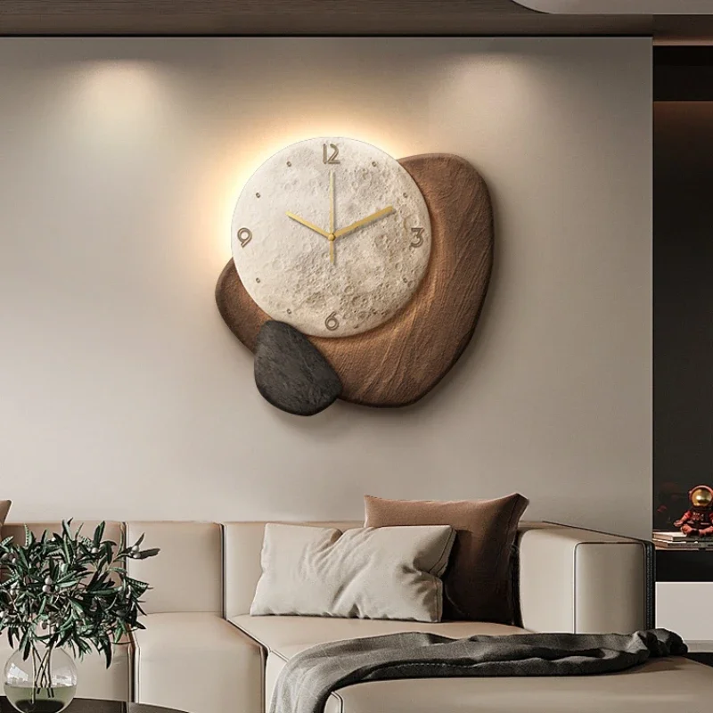 Stone Running Restaurant Clock Wall Decoration Painting Creative High-end Feeling Living Room Clock