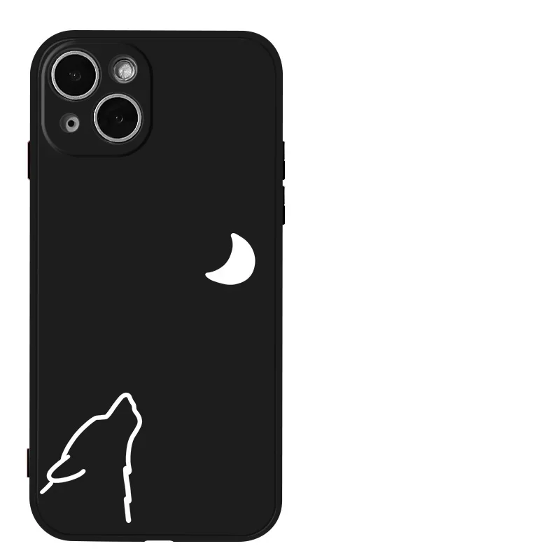 The Sun Moon Couple Paired Phone Case For iPhone 15 14 13 11 12 16 Pro XS Max 13Mini XR SE 7 8 Plus Matte Lovers Cover Fundas