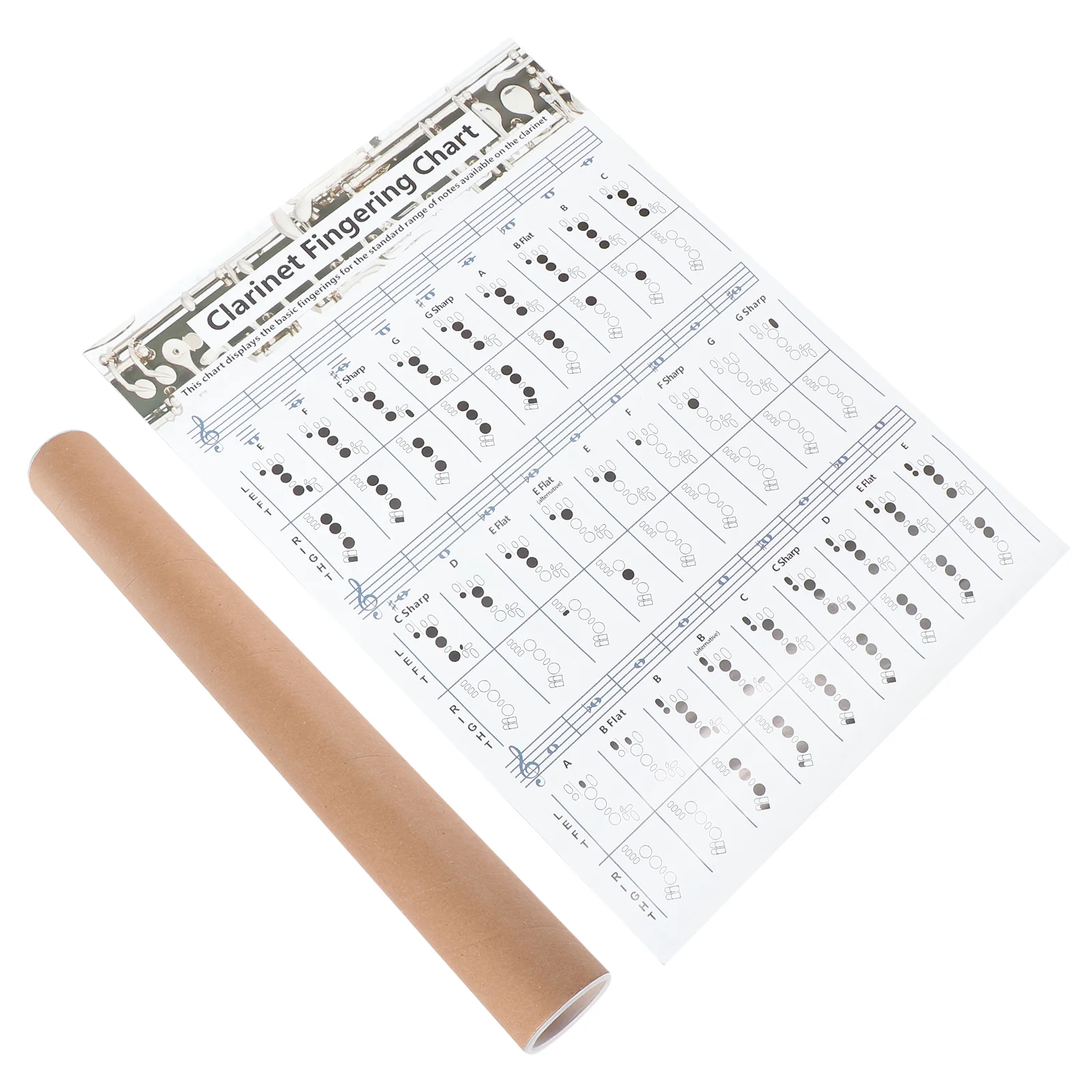 Chord Chart for Beginner Instrument Poster Clarinet Score Coated Paper Tracking