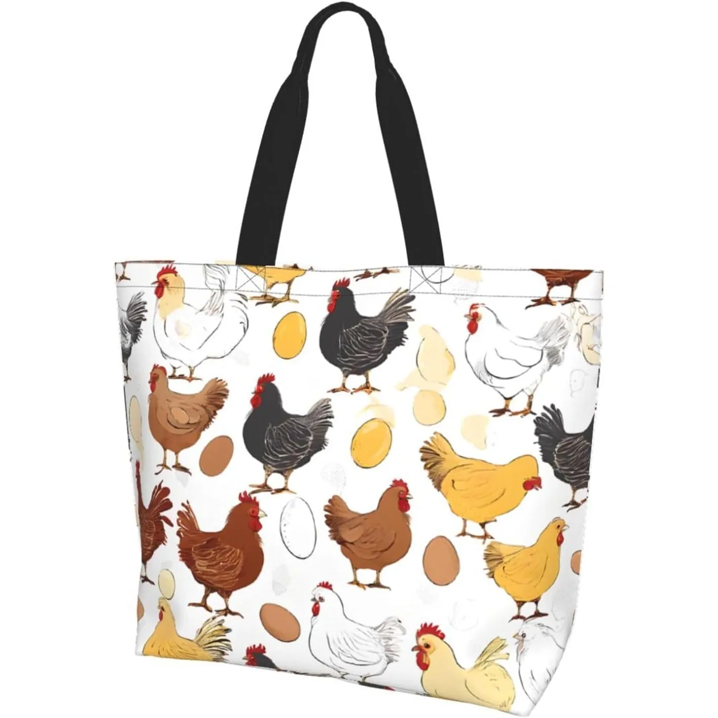 

Chicken Pattern Print Tote Bag Women Single Shoulder Leisure Bag Multi-Purpose Large Shopping Bag