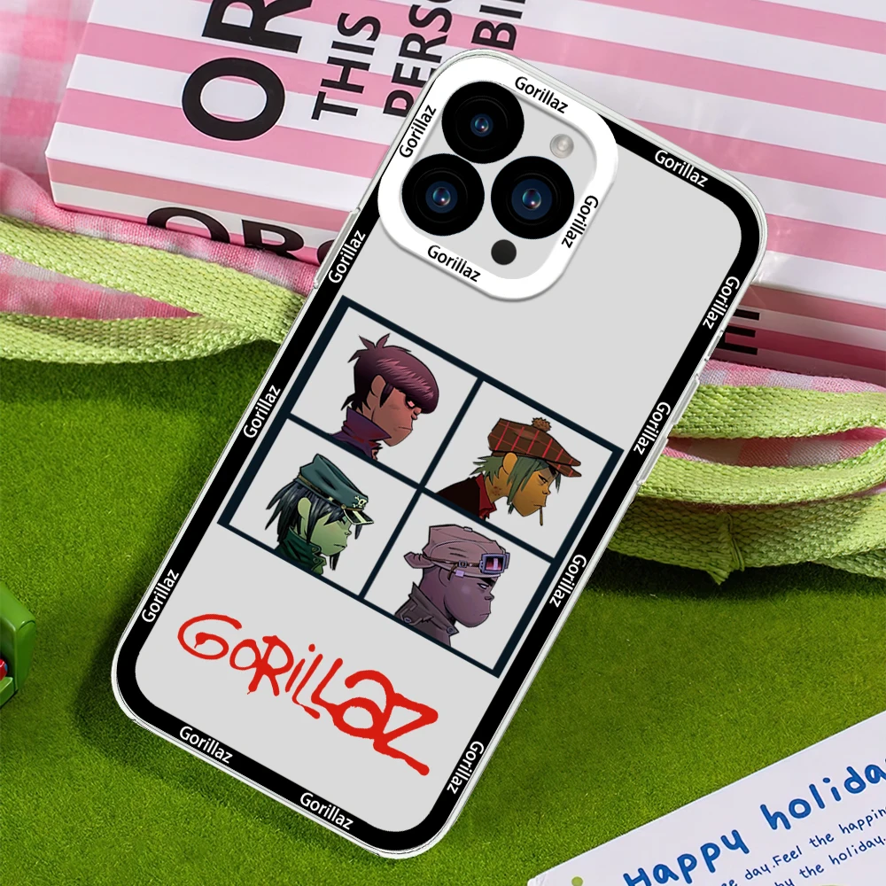 Band G-Gorillaz Demon Days Phone Case for iPhone 12 11 13 14 15 16 Max Pro Plus Transparent Bezel Cover