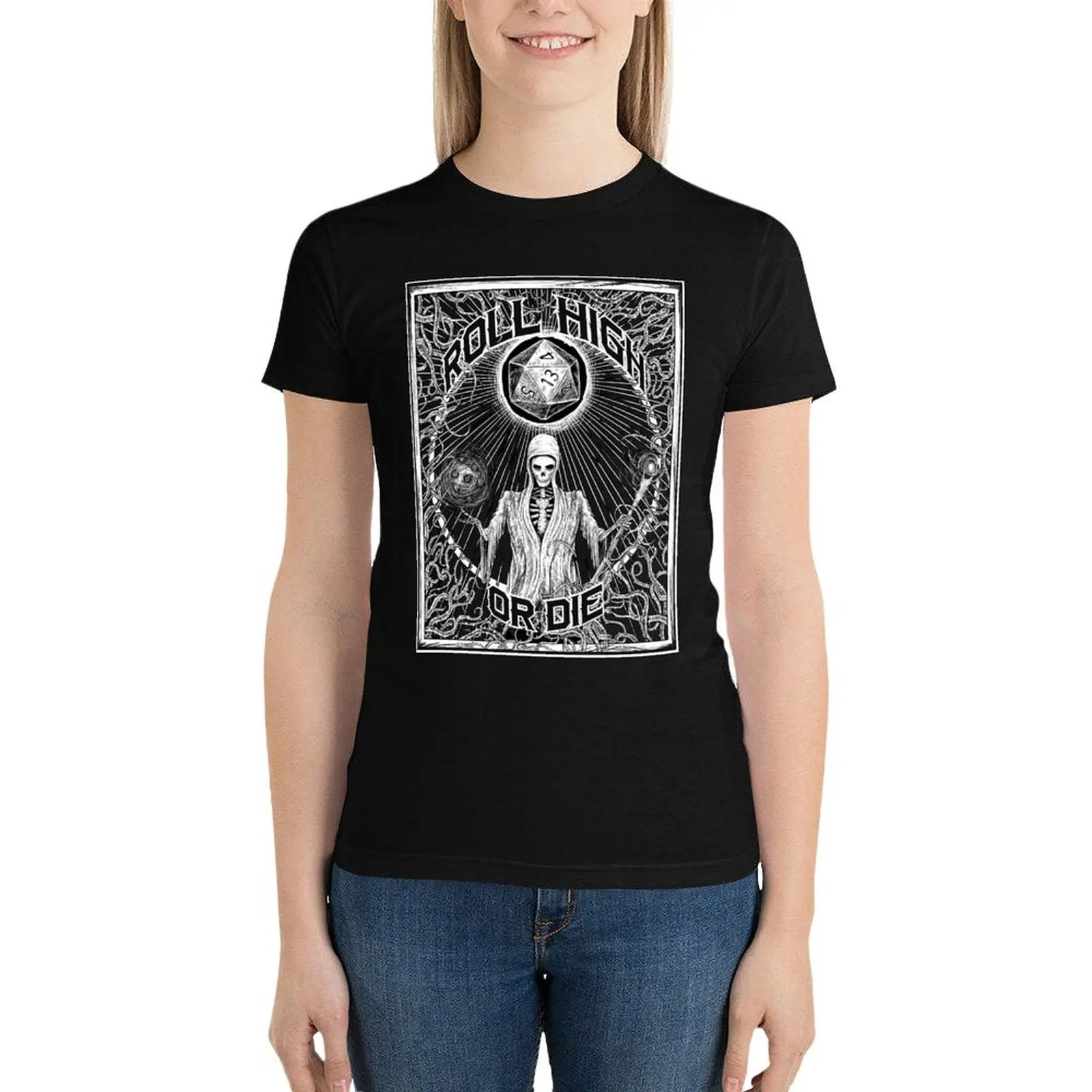 Roll High Or Die -D20 - Dungeon Master D&D T-Shirt shirts graphic tees cute tops tees Women tops