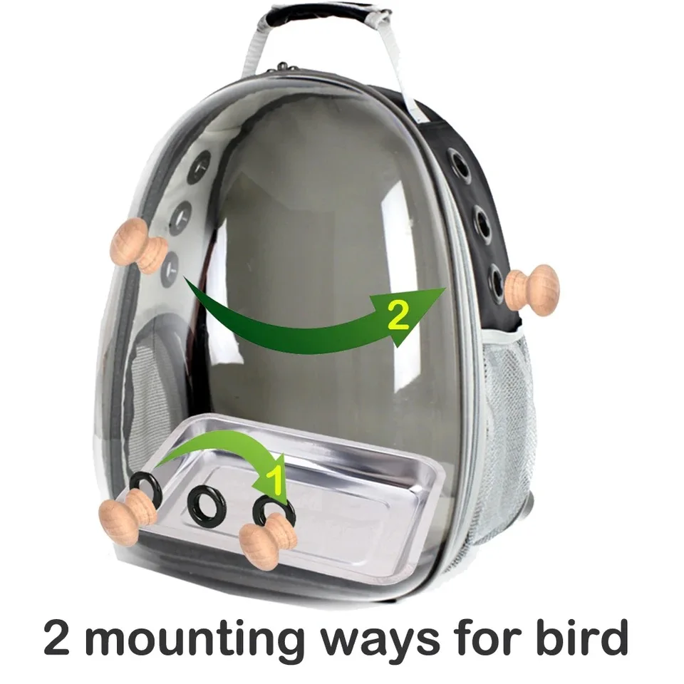 Bird Carrier Porable Bird Transport Cage with Perch Rope for Parakeet Macaw Cockatiel Bird Travel Space Parrot Backpack Bird bag