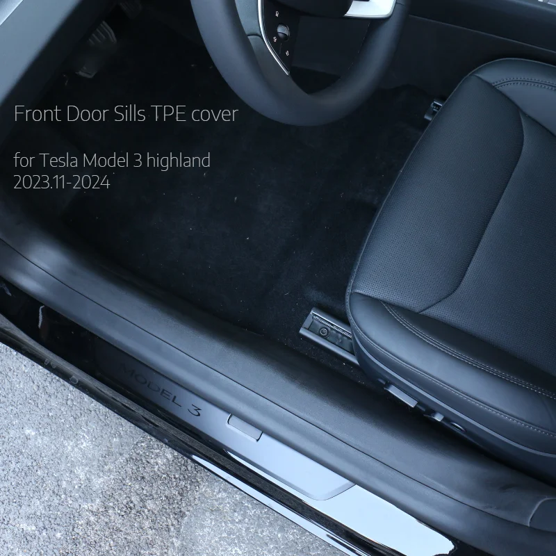 

For Tesla Model 3 (highland) Door Sills Plate Cover & Entry Carpet Protector/2nd Seat Under Floor Liner Surrounds Anti-kick Pad