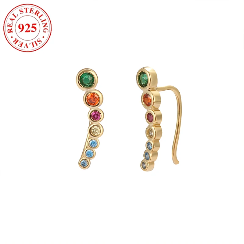 

S925 Sterling Silver Colorful Zirconia Women's Earrings Hypoallergenic Suitable for Gift Giving