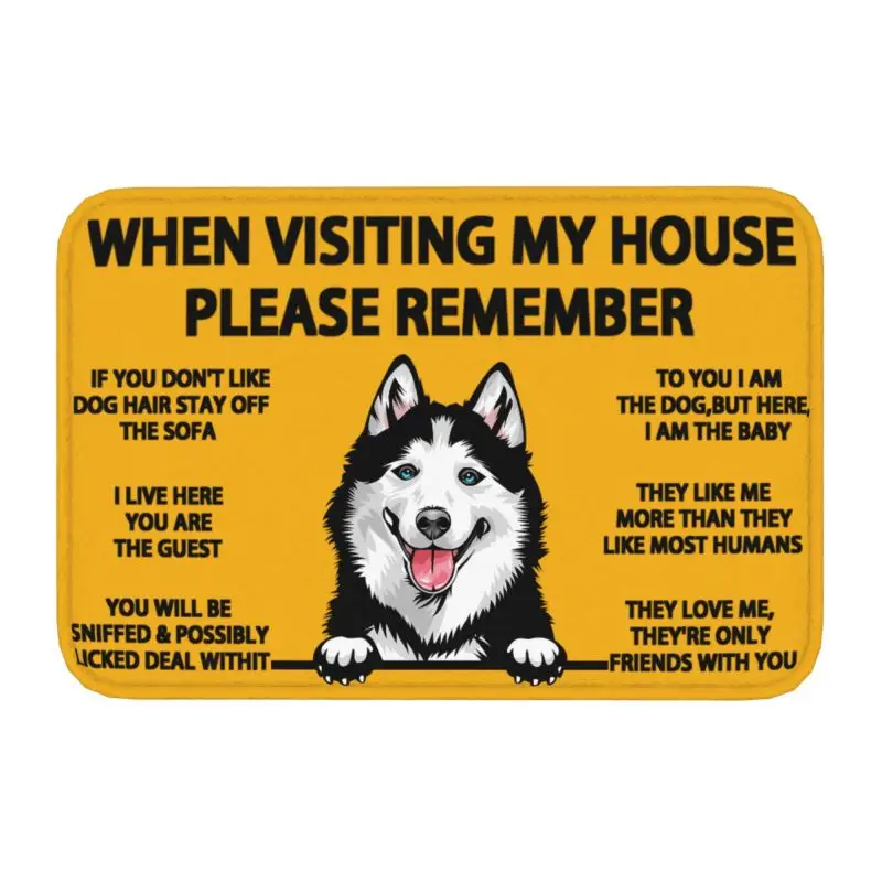 Custom Siberian Husky Doormat Mat Anti-Slip Alaskan Malamute Dog Bathroom Kitchen Garage Rug Carpet 40*60cm