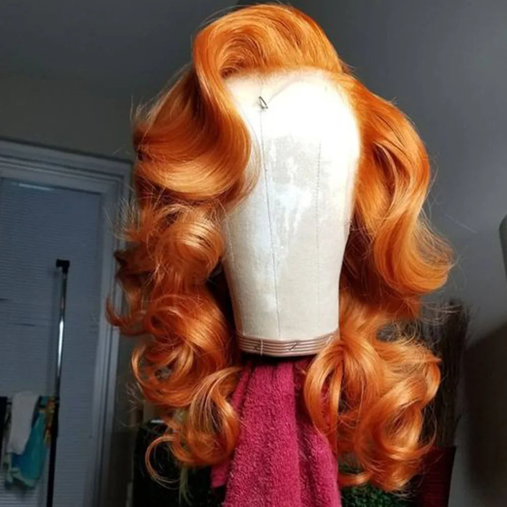 Highlight Wig Human Hair Bob Wig Short Body Curly Bob Wig Lace Front Human Hair Wigs Piano Cheap Wig On Clearance 350# Orange