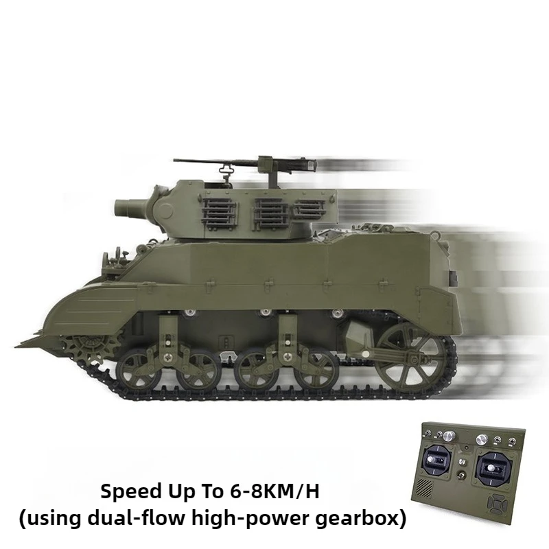 1/16 RC Tank M8 Simulação Tanque Blindado com Lançador de Fumo 360 °   Brinquedo modelo de brinquedo de controle remoto de torre rotativa para adultos