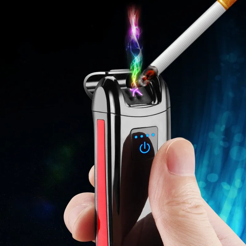 

Touch Sensing Dual Arc USB Charging Windproof Lighter, LED Display, Battery Pulse, Flameless Lighter, Men's Gift, New, 2023