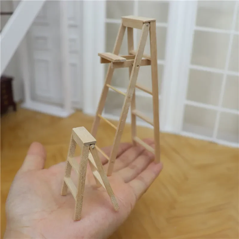 1:12 Dollhouse Mini Foldable Ladders Miniature Furniture Model for The Dollhouse Furniture Decoration Accessories