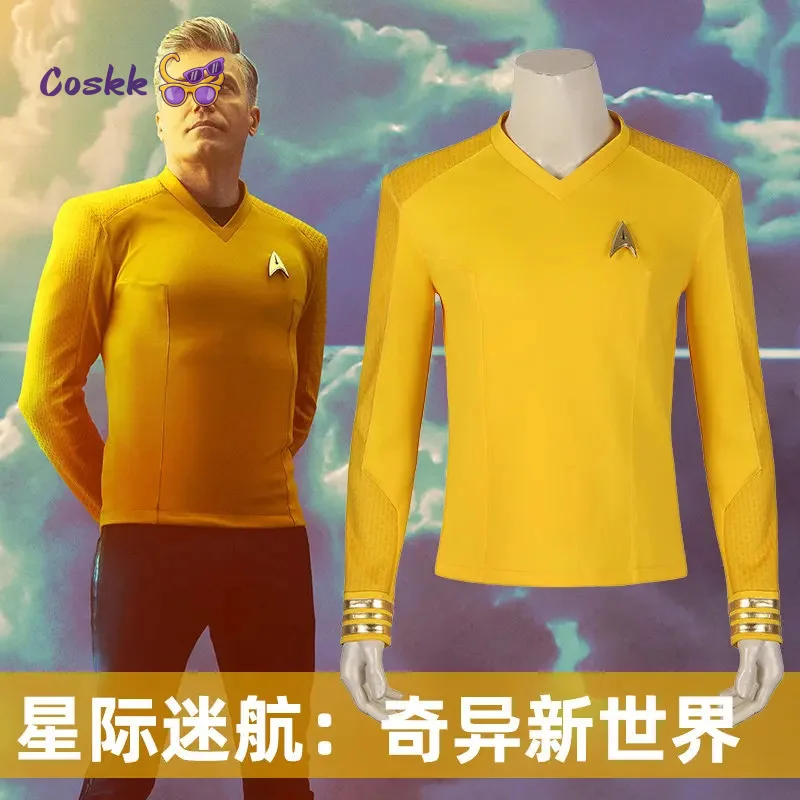 

Аниме Звездный фильм Косплей Trek Generations пальто странные новые миры Капитан Кристофер Щука рубашка униформа костюм па