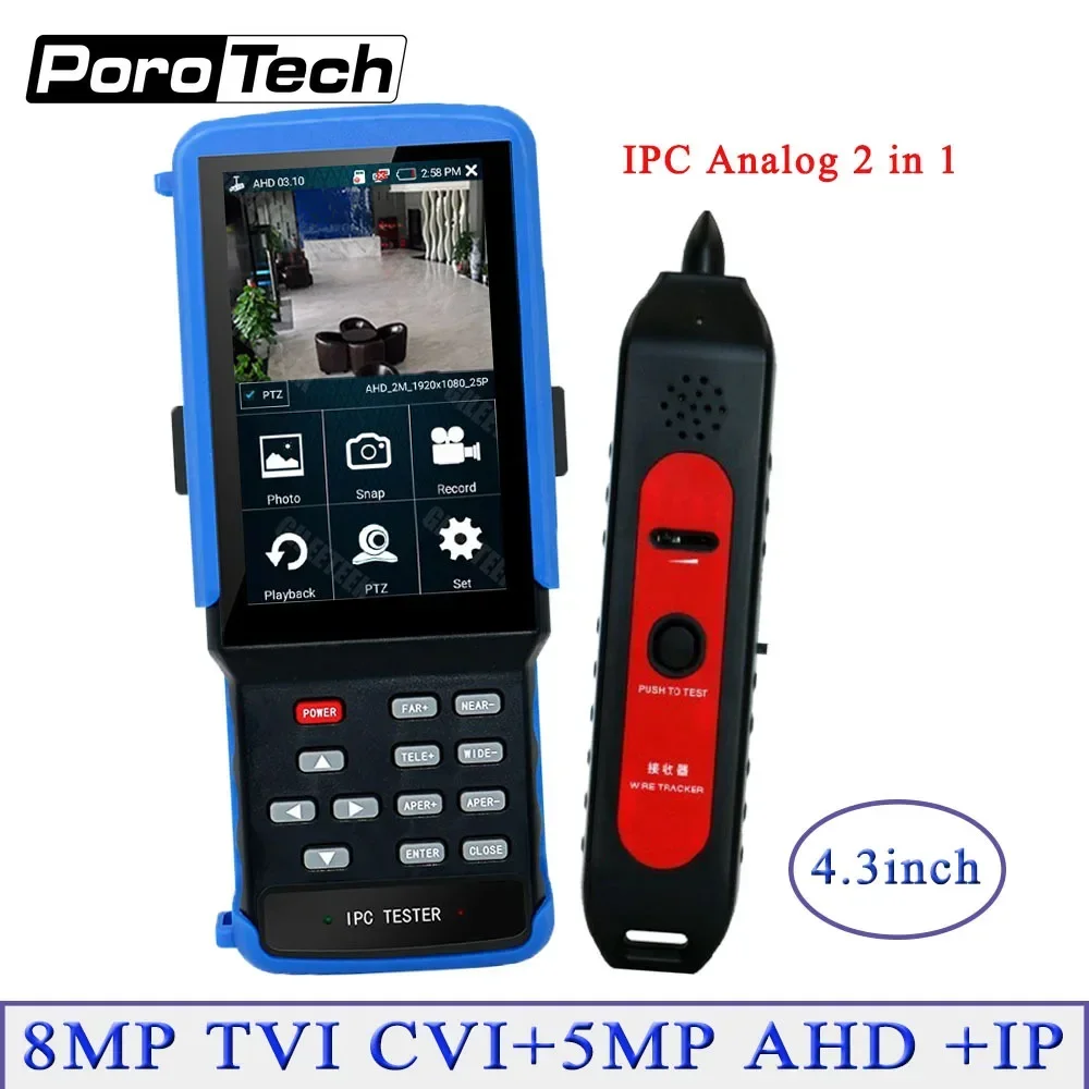 

5 In 1 Hd H.265 4k ip 4 Inch WIFI Cctv-Tester Monitor 8mp ahd cvi tvi Analog CVBS Camera Tester RJ45 TDR ONVIF 12V3A POE48V