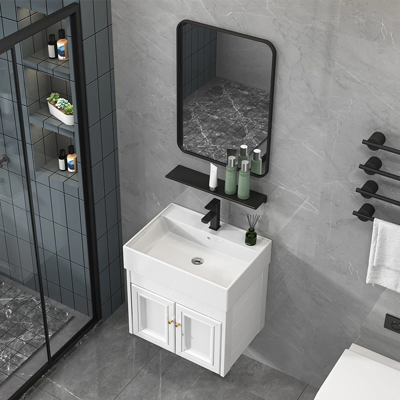 Space aluminum bathroom cabinet combination narrow and long hand washbasin small apartment bathroom small size washbasin