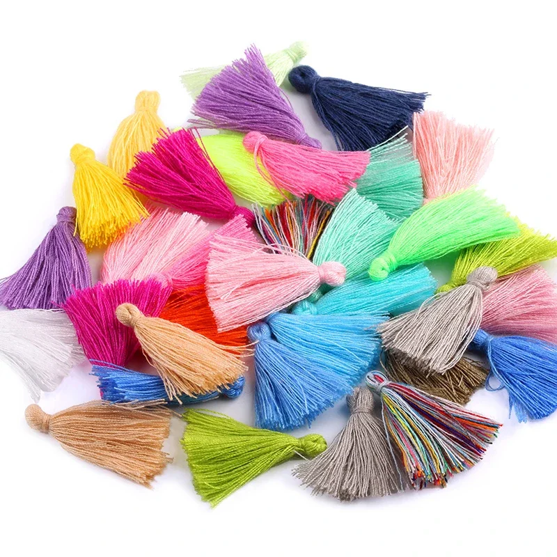 50/100Pcs Multi-Colors Mini Tiny Handmade Tassels Charms For Earring Pendant Jewelry Necklace Making DIY Craft Accessories