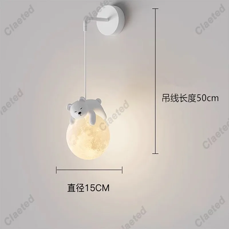 Creative Moon Cartoon Animal LED Pendant Light for Children and Babies Bedroom Bedside Lighting and Decorative Light Fixtures