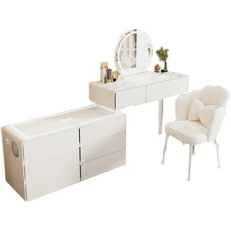 Solid Wood Dresser Portable Makeup Toilet White Shoe Cabinet Storage Nail Table Luxury Comfortable Bedroom Salon Furniture Black