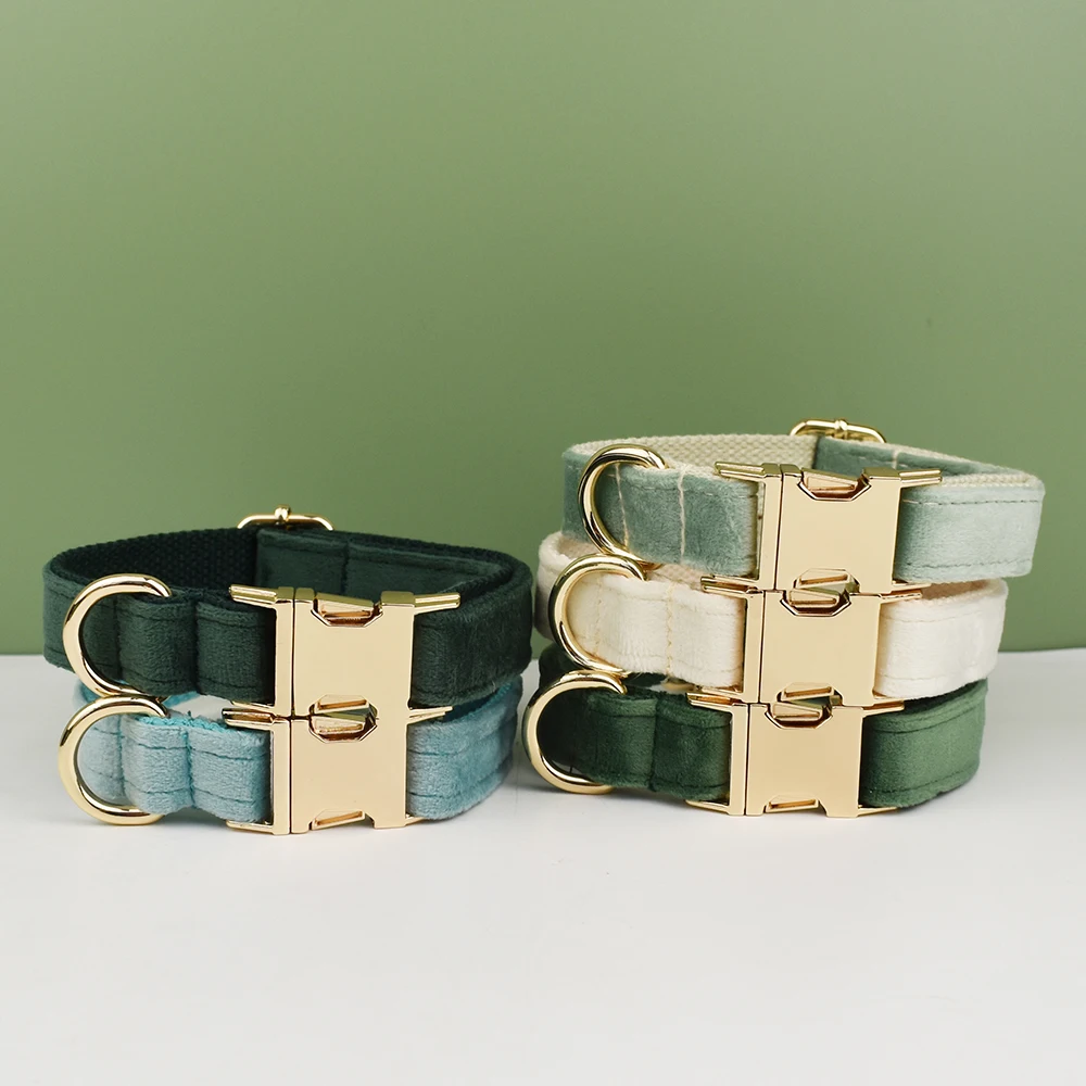 Velvet adjustable dog CollarLeash,Gold dog Collar and leash set,Dog Collar Leash and harness set strong large dog
