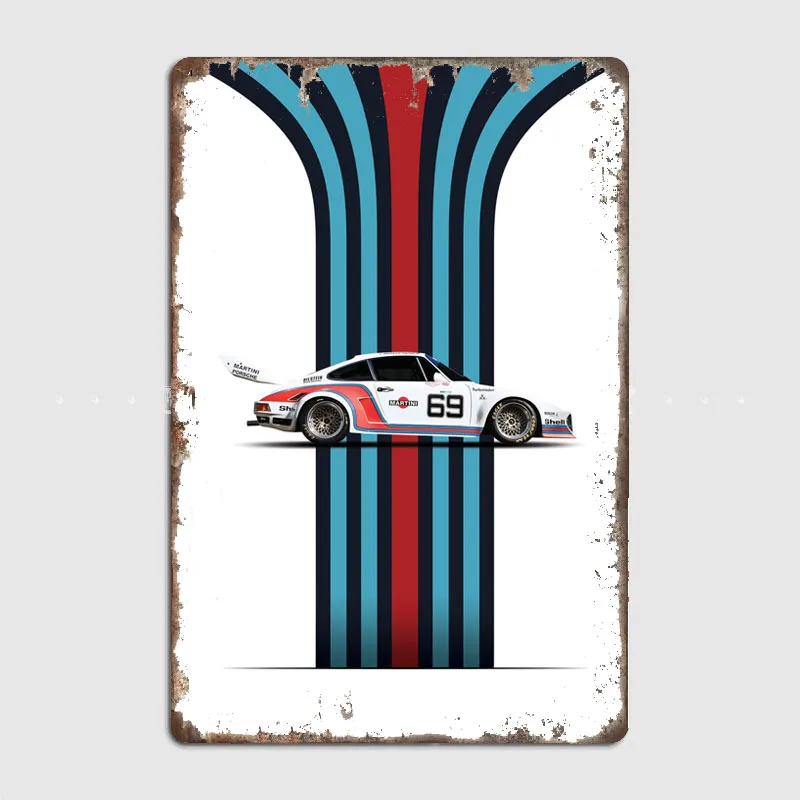 911 964 RS Martini New Racing Legendary Racing Liveries Metal Sign Poster Garage Decoration Club Tin Sign Home Room Decor