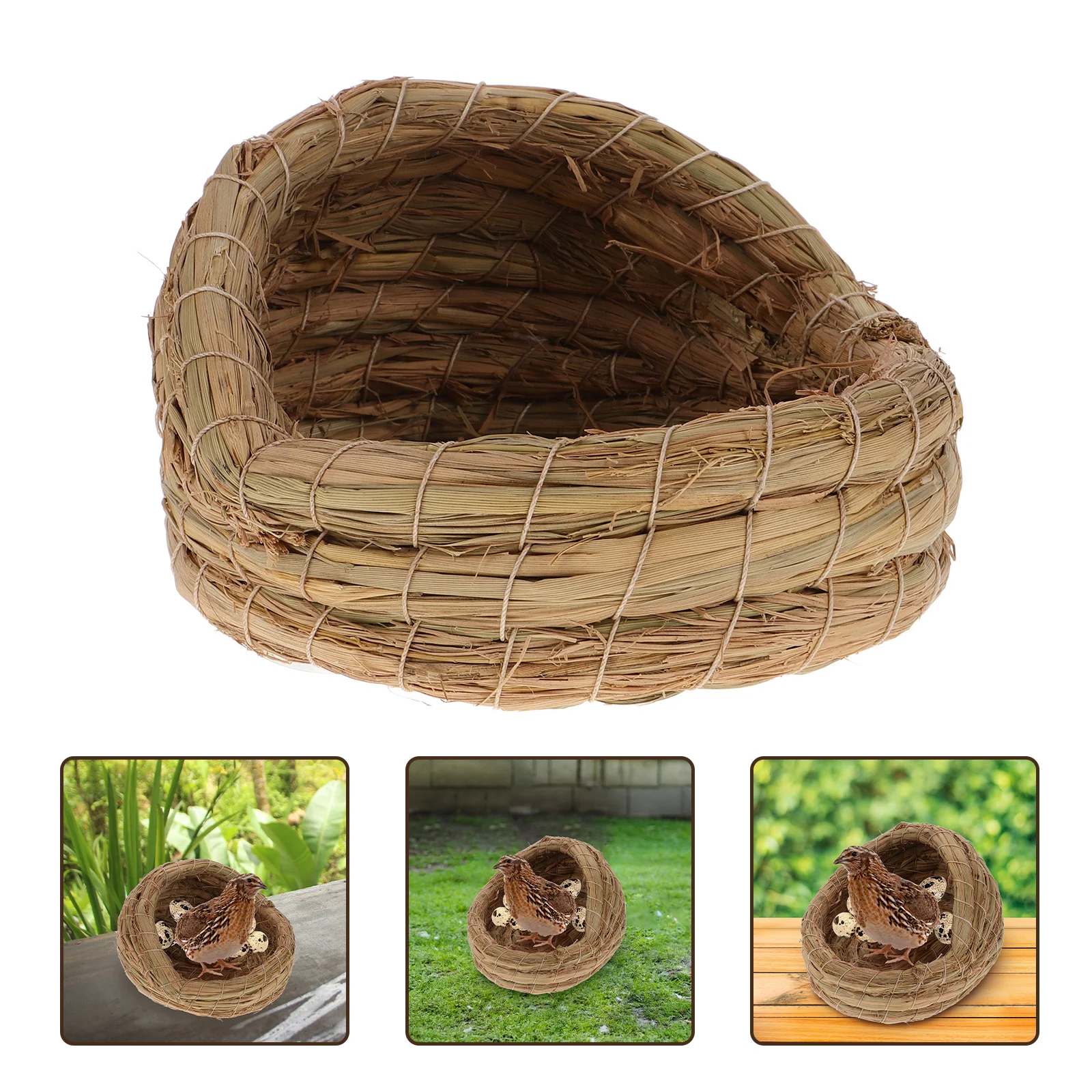 

Handwoven Straw Chicken Nest Durable Egg Laying Nest Comfortable Rustic Style for Small Animals Hut