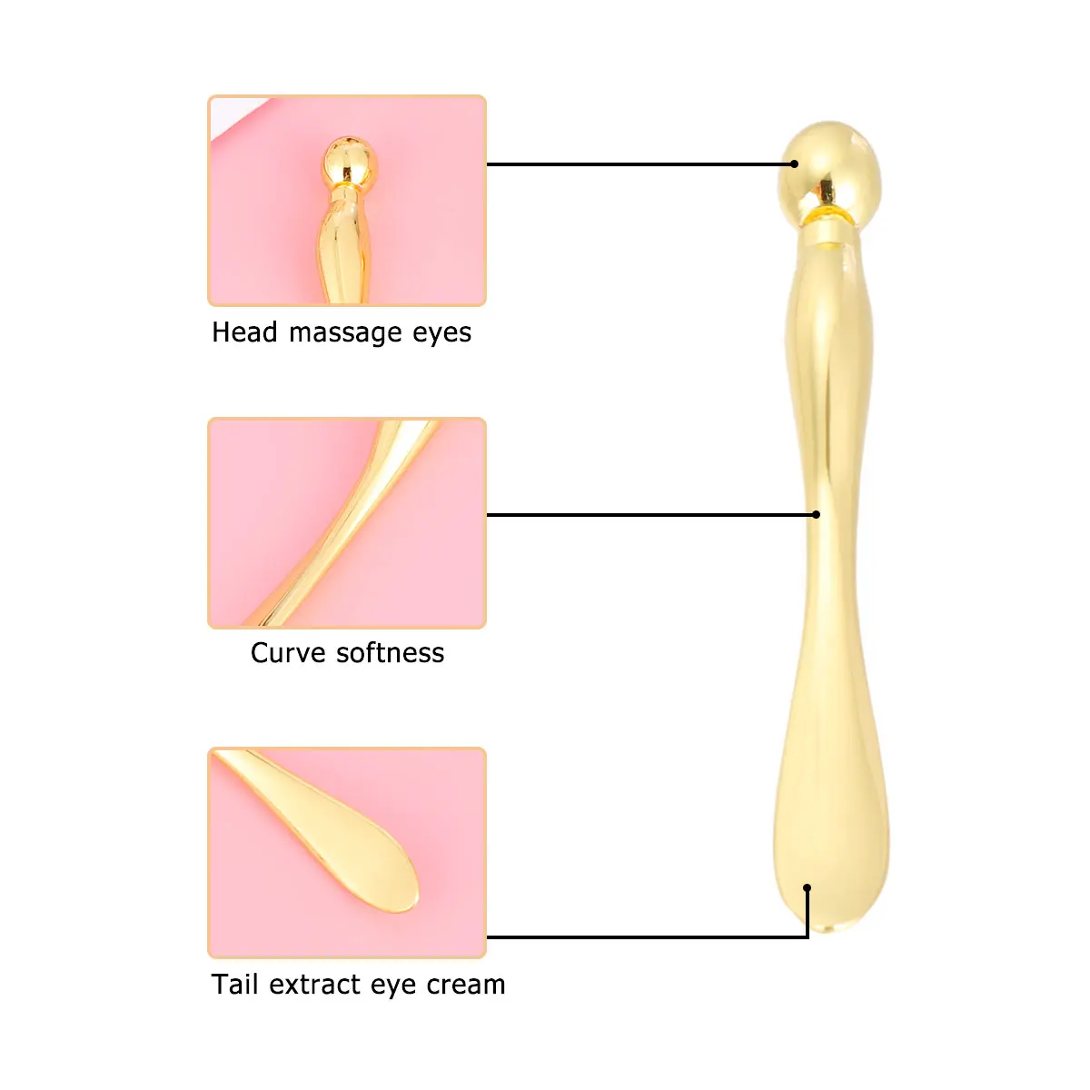 2pcs Massage Stick Alloy Dual-End Portable Design For Eye Cream Absorption Edema Reduction Skin Care Tool Metal Mask Spoon