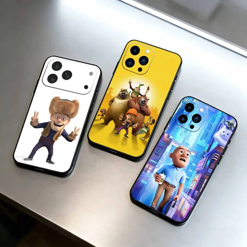 

Boonie Bears A-Animation Phone Case For iPhone 17,16,15,14,13,12,11 Plus,Pro Max,XS,Soft Silicone Black Cover