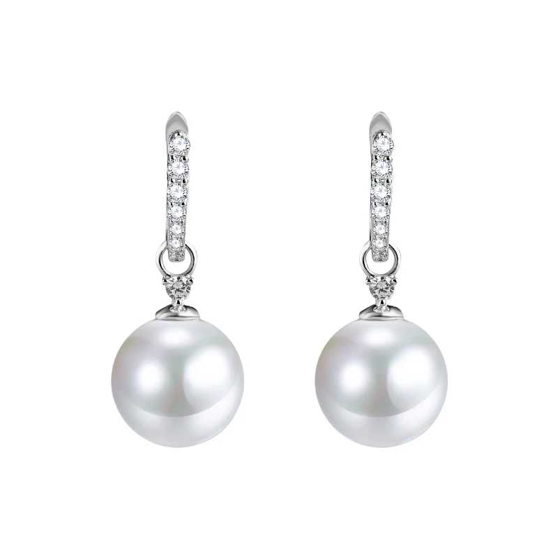 Cold light artificial mother of pearl 925 pure silver earrings set with retro, niche and versatile socialite style accessories