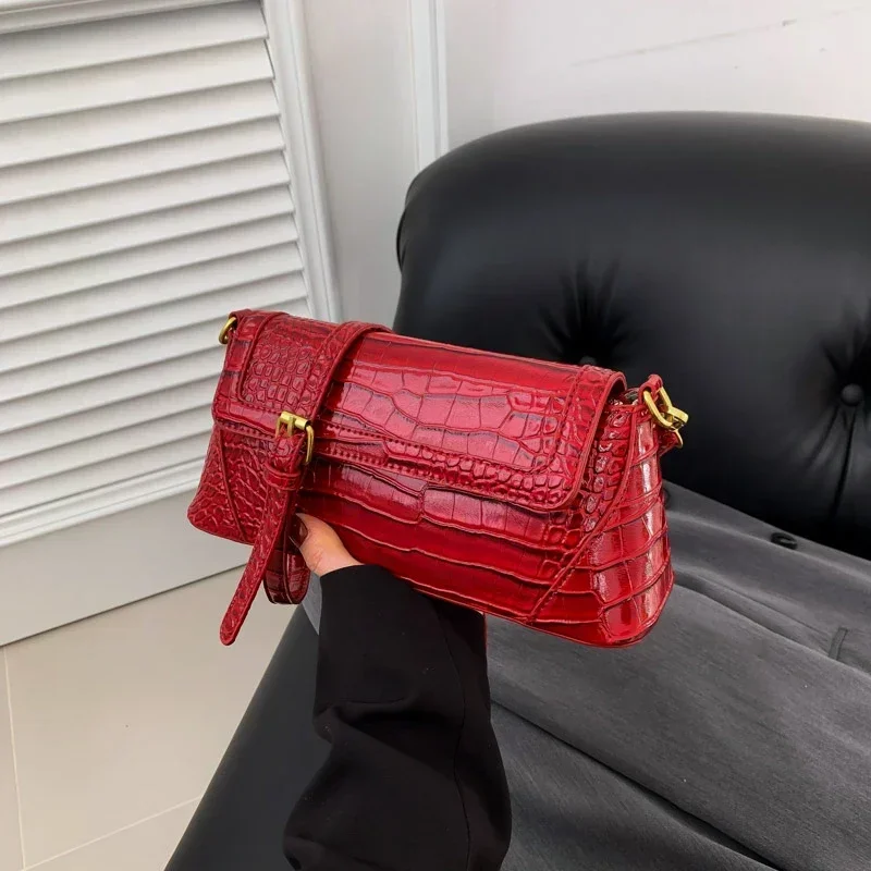 

Alligator Texture High Quality PU Shoulder Bags Buckle Flap Solid Crossbody Bag 2024 Hot Sale Bags for Women Bolsas Femininas