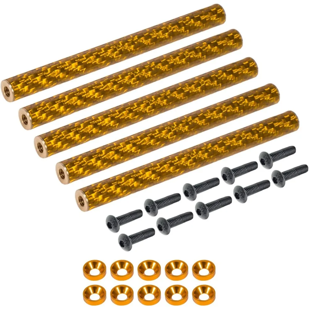 

AMK SCX10 Gold Carbon Fiber Chassis Braces,5pcs,67-78mm for 1/10 RC Crawler,LCG Chassis,Gspeed, Dluxfab, Element, SCX10 Upgrades