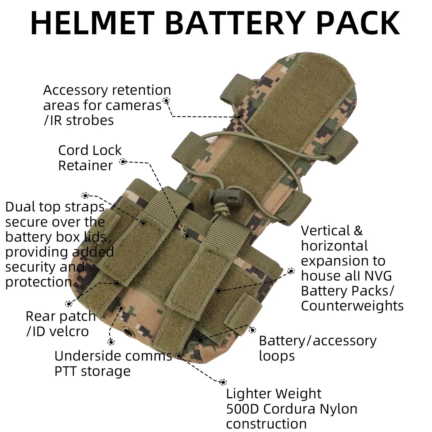 BOOIU Battery Pouch Tactical Helmet MK1 Counterweight Pouch Helmet NVG Battery Pack Balance Weight Bag Helmets Accessories