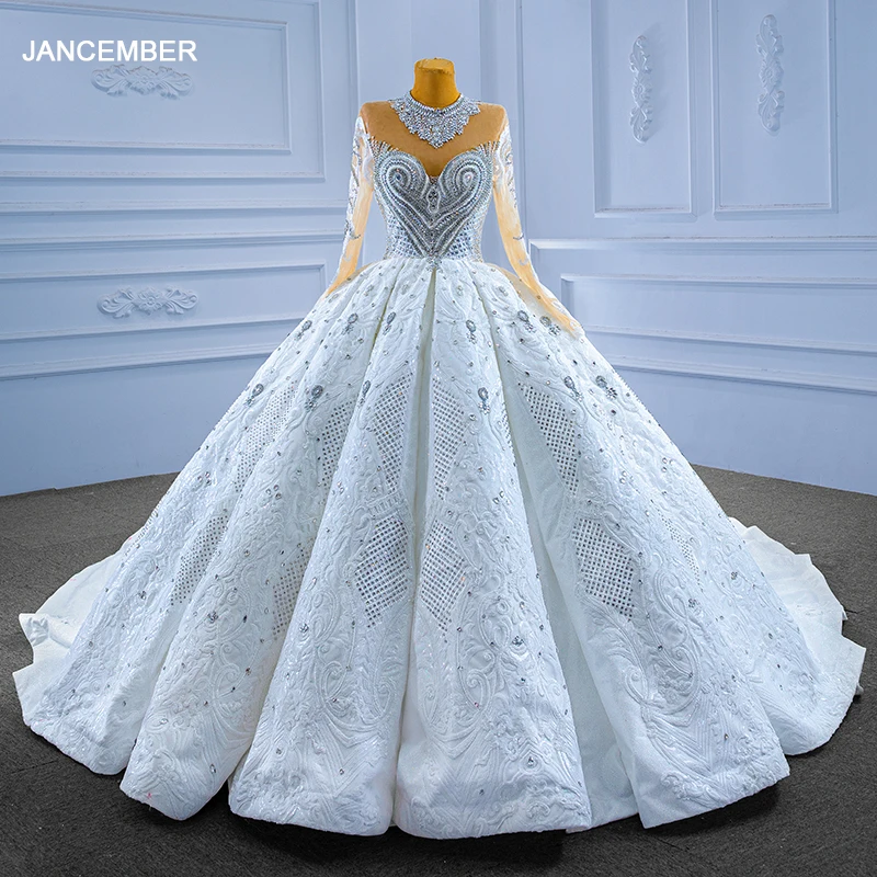 

Jancember 2024 New Wedding Dress Heavy Industry J67558 Backless Embroidery High Waisted Full Sleeves Tuxedo Performance