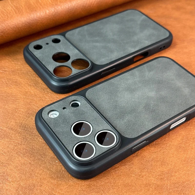 

Роскошный новый высококачественный чехол для телефона с текстурой овечьей кожи в стиле ретро, с большим окном для камеры, подходит для 17, 16, 15, 14, 13 Pro Plus, серия Seconds Change 17