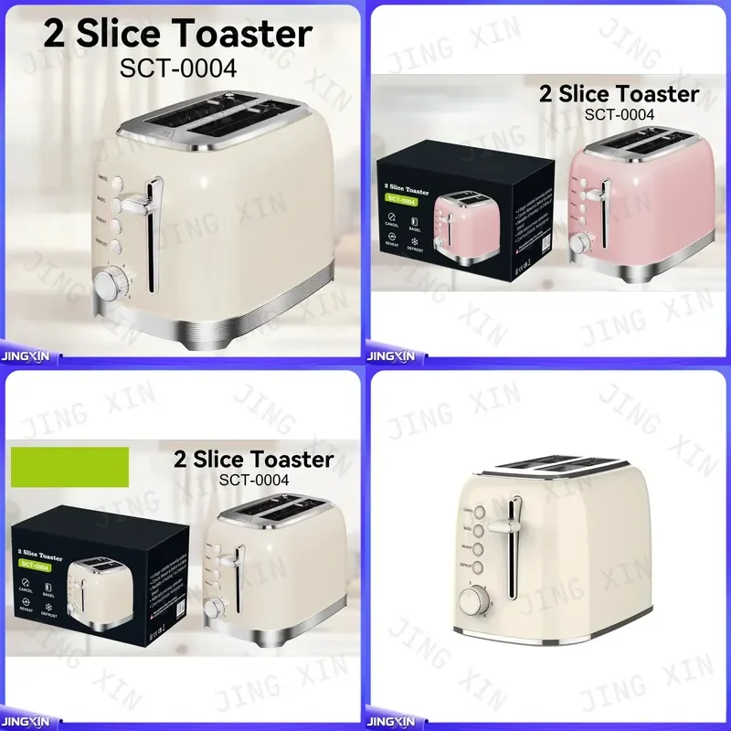 custom for 2 Slice Electric Toaster Stainless Steel Retro Breakfast Bread Maker Automatic Pop Up Mechanical Timer Defrost